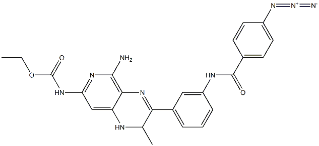 N-[(5-Amino-1,2-dihydro-3-[3-(4-azidobenzoylamino)phenyl]-2-methylpyrido[3,4-b]pyrazin)-7-yl]carbamic acid ethyl ester 구조식 이미지