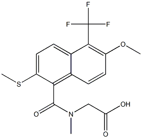 [N-[[6-Methoxy-2-methylthio-5-trifluoromethyl-1-naphthalenyl]carbonyl]-N-methylamino]acetic acid Structure