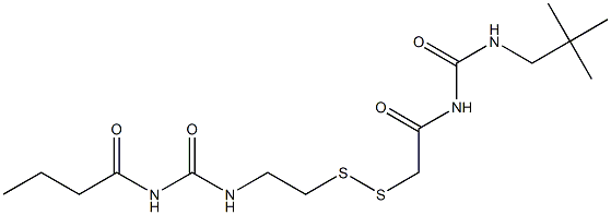 1-Butyryl-3-[2-[[(3-neopentylureido)carbonylmethyl]dithio]ethyl]urea Structure