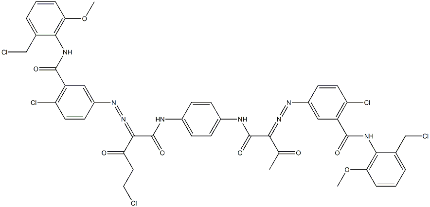 3,3'-[2-(Chloromethyl)-1,4-phenylenebis[iminocarbonyl(acetylmethylene)azo]]bis[N-[2-(chloromethyl)-6-methoxyphenyl]-6-chlorobenzamide] 구조식 이미지