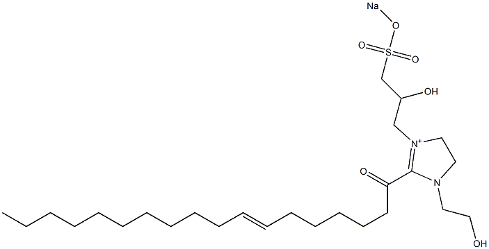1-(2-Hydroxyethyl)-3-[2-hydroxy-3-(sodiooxysulfonyl)propyl]-2-(7-octadecenoyl)-2-imidazoline-3-ium 구조식 이미지