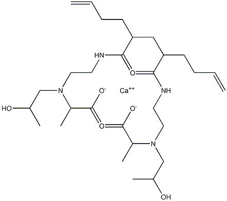 Bis[2-[N-(2-hydroxypropyl)-N-[2-(7-octenoylamino)ethyl]amino]propionic acid]calcium salt 구조식 이미지