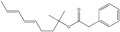 Phenylacetic acid 1,1-dimethyl-4,6-octadienyl ester Structure