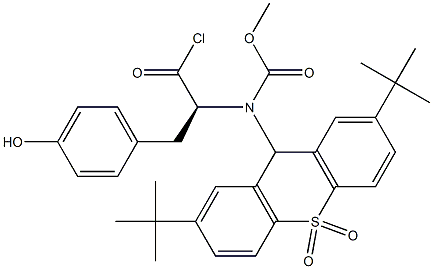 [(2S)-2-[(2,7-Di-tert-butyl-9H-thioxanthene 10,10-dioxide)-9-ylmethoxycarbonylamino]-3-(4-hydroxyphenyl)propionyl] chloride Structure