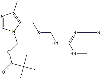 Pivalic acid [5-[[[(2-cyano-3-methylguanidino)methyl]thio]methyl]-4-methyl-1H-imidazol-1-yl]methyl ester 구조식 이미지