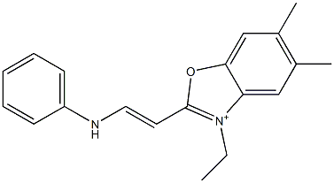 3-Ethyl-5,6-dimethyl-2-[2-(phenylamino)ethenyl]benzoxazol-3-ium Structure