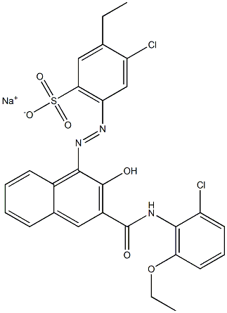 4-Chloro-3-ethyl-6-[[3-[[(2-chloro-6-ethoxyphenyl)amino]carbonyl]-2-hydroxy-1-naphtyl]azo]benzenesulfonic acid sodium salt 구조식 이미지