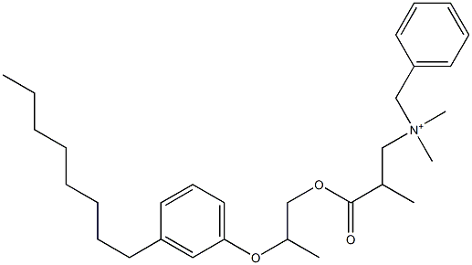 N,N-Dimethyl-N-benzyl-N-[2-[[2-(3-octylphenyloxy)propyl]oxycarbonyl]propyl]aminium Structure