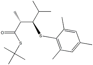 (1R,2R)-2-(2,4,6-Trimethylphenylthio)-1,3-dimethylbutane-1-thiocarboxylic acid S-tert-butyl ester Structure