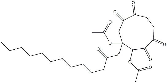 2,3-Bis(acetyloxy)-3-dodecanoyloxy-1,5-dioxa-6,9-dioxocyclononane 구조식 이미지