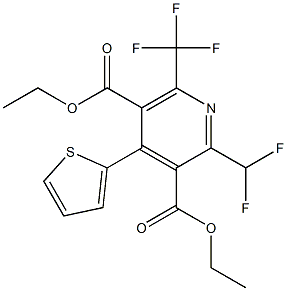 2-Difluoromethyl-6-(trifluoromethyl)-4-(2-thienyl)pyridine-3,5-dicarboxylic acid diethyl ester Structure