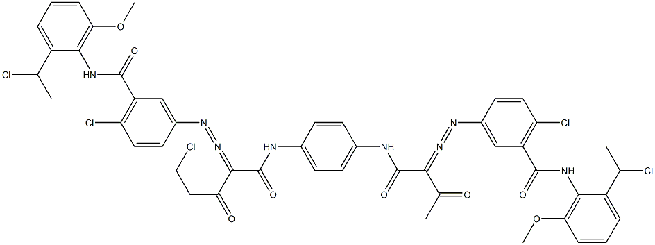 3,3'-[2-(Chloromethyl)-1,4-phenylenebis[iminocarbonyl(acetylmethylene)azo]]bis[N-[2-(1-chloroethyl)-6-methoxyphenyl]-6-chlorobenzamide] 구조식 이미지