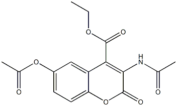 3-Acetylamino-6-acetyloxy-2-oxo-2H-1-benzopyran-4-carboxylic acid ethyl ester Structure