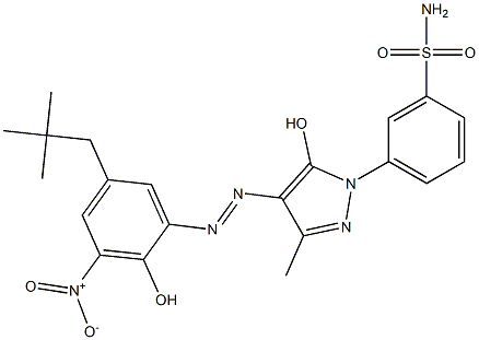 4-(2-Hydroxy-3-nitro-5-neopentylphenylazo)-3-methyl-1-(m-sulfamoylphenyl)-1H-pyrazol-5-ol Structure