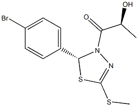 (2R)-2,3-Dihydro-5-(methylthio)-3-[(2S)-2-hydroxypropionyl]-2-(4-bromophenyl)-1,3,4-thiadiazole 구조식 이미지