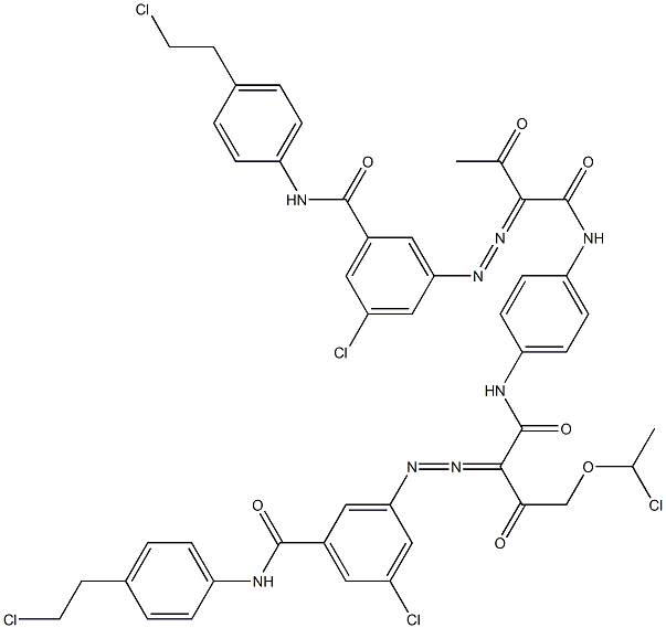 3,3'-[2-[(1-Chloroethyl)oxy]-1,4-phenylenebis[iminocarbonyl(acetylmethylene)azo]]bis[N-[4-(2-chloroethyl)phenyl]-5-chlorobenzamide] Structure