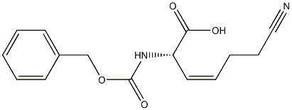 (2S,3Z)-2-[[[(Benzyl)oxy]carbonyl]amino]-6-cyano-3-hexenoic acid 구조식 이미지