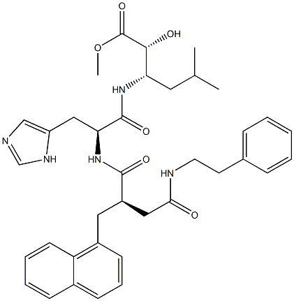 (2R,3S)-3-[[N-[(2R)-3-[(Phenethylamino)carbonyl]-2-[(naphthalen-1-yl)methyl]propionyl]-L-histidyl]amino]-5-methyl-2-hydroxyhexanoic acid methyl ester Structure