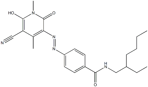 5-Cyano-3-[4-[(2-ethylhexyl)aminocarbonyl]phenylazo]-6-hydroxy-1,4-dimethyl-2(1H)-pyridone Structure