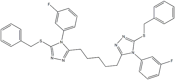 5,5'-(1,5-Pentanediyl)bis[4-(3-fluorophenyl)-3-benzylthio-4H-1,2,4-triazole] 구조식 이미지