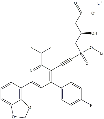 (3R)-4-[[[4-(4-Fluorophenyl)-2-isopropyl-6-(1,3-benzodioxol-4-yl)-3-pyridinyl]ethynyl]lithiooxyphosphinyl]-3-hydroxybutyric acid lithium salt Structure