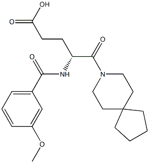 (R)-4-(3-Methoxybenzoylamino)-5-oxo-5-(8-azaspiro[4.5]decan-8-yl)valeric acid 구조식 이미지