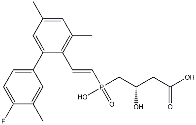 (3S)-3-Hydroxy-4-[hydroxy[(E)-2-[2-(4-fluoro-3-methylphenyl)-4,6-dimethylphenyl]ethenyl]phosphinyl]butyric acid 구조식 이미지
