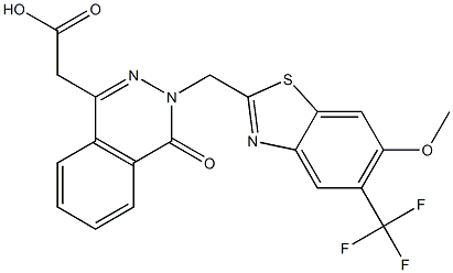 3-[(6-Methoxy-5-trifluoromethyl-2-benzothiazolyl)methyl]-3,4-dihydro-4-oxophthalazine-1-acetic acid 구조식 이미지