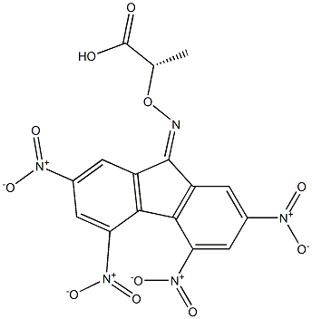 (S)-2-[[(2,4,5,7-Tetranitro-9H-fluorene-9-ylidene)amino]oxy]propionic acid 구조식 이미지