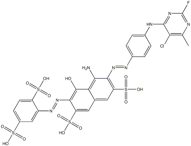 4-Amino-3-[[4-[(5-chloro-2-fluoro-6-methyl-4-pyrimidinyl)amino]phenyl]azo]-6-[(2,5-disulfophenyl)azo]-5-hydroxy-2,7-naphthalenedisulfonic acid Structure