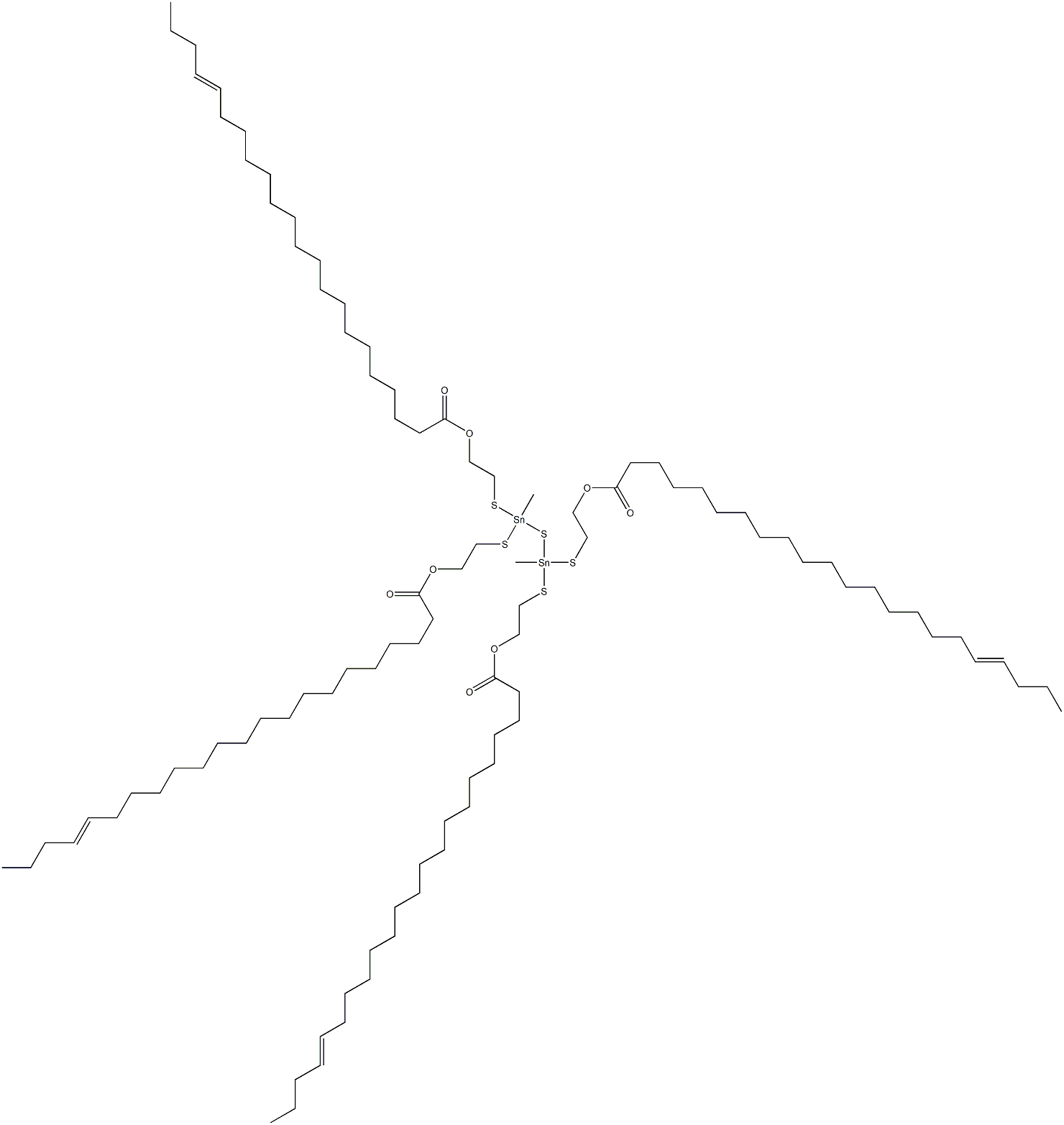 Bis[methylbis[[2-(17-henicosenylcarbonyloxy)ethyl]thio]stannyl] sulfide Structure