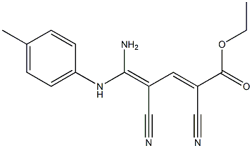 5-Amino-2,4-dicyano-5-(4-methylanilino)-2,4-pentadienoic acid ethyl ester Structure