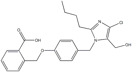 2-[4-(2-Butyl-4-chloro-5-hydroxymethyl-1H-imidazol-1-ylmethyl)phenoxymethyl]benzoic acid 구조식 이미지