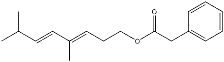 Phenylacetic acid 4,7-dimethyl-3,5-octadienyl ester 구조식 이미지