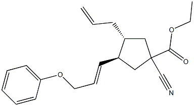 (3R,4R)-4-Allyl-1-cyano-3-(3-phenoxy-1-propenyl)cyclopentane-1-carboxylic acid ethyl ester 구조식 이미지