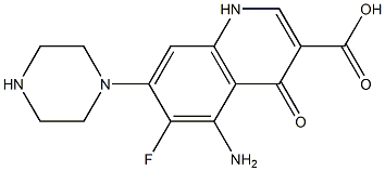 5-Amino-6-fluoro-1,4-dihydro-4-oxo-7-(1-piperazinyl)quinoline-3-carboxylic acid 구조식 이미지