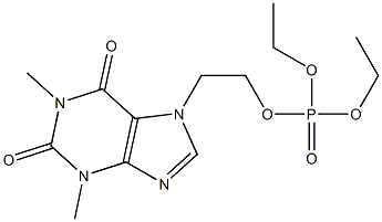 Diethyl 2-(1,2,3,6-tetrahydro-1,3-dimethyl-2,6-dioxo-7H-purin-7-yl)ethyl=phosphate 구조식 이미지