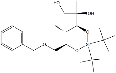 (2R)-2-[(4R,5S,6S)-4-Benzyloxymethyl-2,2-di-tert-butyl-5-methyl-1,3-dioxa-2-silacyclohexan-6-yl]propane-1,2-diol 구조식 이미지