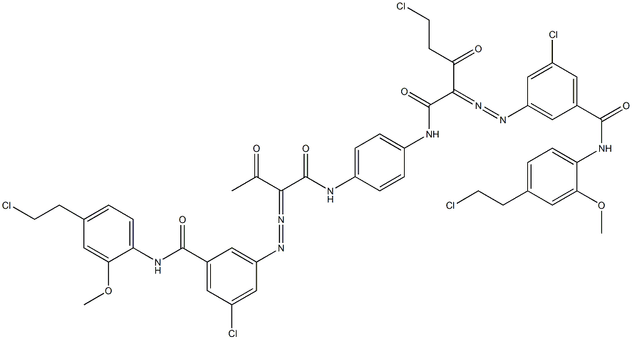 3,3'-[2-(Chloromethyl)-1,4-phenylenebis[iminocarbonyl(acetylmethylene)azo]]bis[N-[4-(2-chloroethyl)-2-methoxyphenyl]-5-chlorobenzamide] Structure