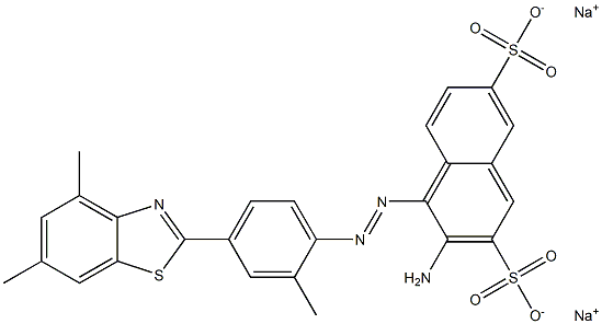 3-Amino-4-[[4-(4,6-dimethyl-2-benzothiazolyl)-2-methylphenyl]azo]-2,7-naphthalenedisulfonic acid disodium salt Structure