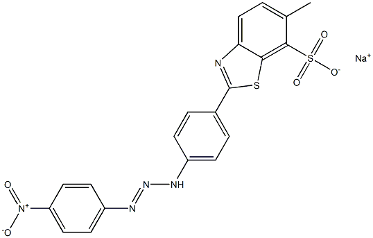 2-[4-[1-(4-Nitrophenyl)triazen-3-yl]phenyl]-6-methylbenzothiazole-7-sulfonic acid sodium salt 구조식 이미지