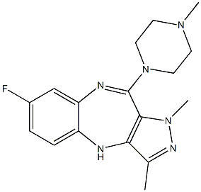 7-Fluoro-10-(4-methylpiperazin-1-yl)-1,3-dimethyl-1,4-dihydropyrazolo[4,3-b][1,5]benzodiazepine 구조식 이미지