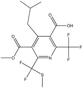 6-(Trifluoromethyl)-2-[difluoro(methylthio)methyl]-4-isobutylpyridine-3,5-di(carboxylic acid methyl) ester Structure