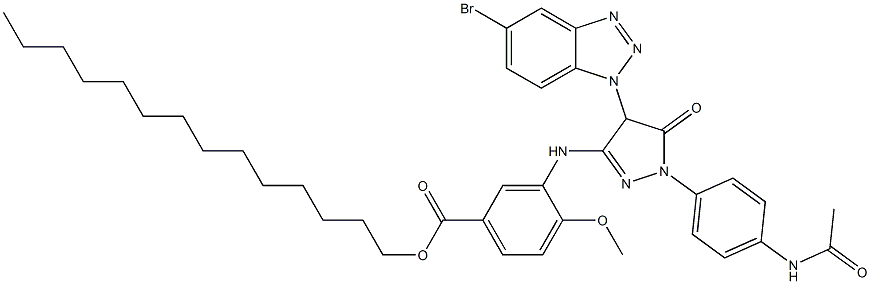 3-[[1-[4-(Acetylamino)phenyl]-4-(5-bromo-1H-benzotriazol-1-yl)-5-oxo-2-pyrazolin-3-yl]amino]-4-methoxybenzoic acid tetradecyl ester Structure