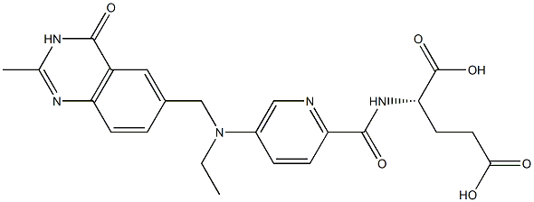 (2S)-2-[5-[N-Ethyl-N-[[(3,4-dihydro-2-methyl-4-oxoquinazolin)-6-yl]methyl]amino]-2-pyridinylcarbonylamino]glutaric acid 구조식 이미지