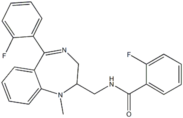 N-[[5-(2-Fluorophenyl)-2,3-dihydro-1-methyl-1H-1,4-benzodiazepin]-2-ylmethyl]-2-fluorobenzamide 구조식 이미지