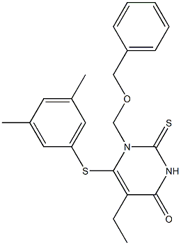 1,2-Dihydro-1-(benzyloxymethyl)-2-thioxo-5-ethyl-6-[(3,5-dimethylphenyl)thio]pyrimidine-4(3H)-one Structure