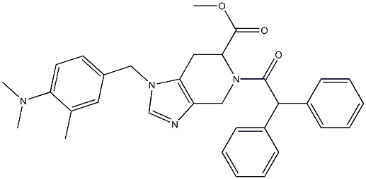 1-(4-Dimethylamino-3-methylbenzyl)-5-diphenylacetyl-4,5,6,7-tetrahydro-1H-imidazo[4,5-c]pyridine-6-carboxylic acid methyl ester Structure