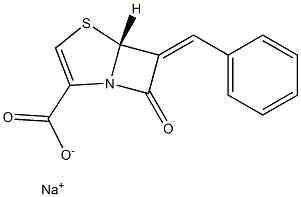 (5R)-7-Oxo-6-[(phenyl)methylene]-4-thia-1-azabicyclo[3.2.0]hept-2-ene-2-carboxylic acid sodium salt 구조식 이미지