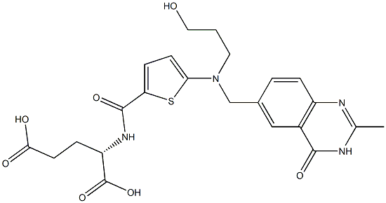 (2S)-2-[5-[N-(3-Hydroxypropyl)-N-[[(3,4-dihydro-2-methyl-4-oxoquinazolin)-6-yl]methyl]amino]-2-thienylcarbonylamino]glutaric acid 구조식 이미지